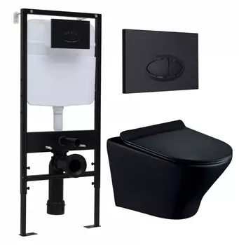 Комплект 3 в 1 инсталляция Logan H1067-1170 297674 + Унитаз подвесной Esbano Aster ESUPASTEBM + кнопка черная матовая