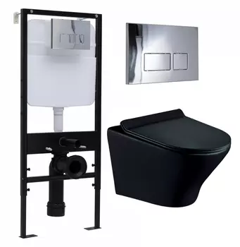 Комплект 3 в 1 инсталляция Logan H1067-1170 297674 + Унитаз подвесной Esbano Aster ESUPASTEBM + кнопка хром