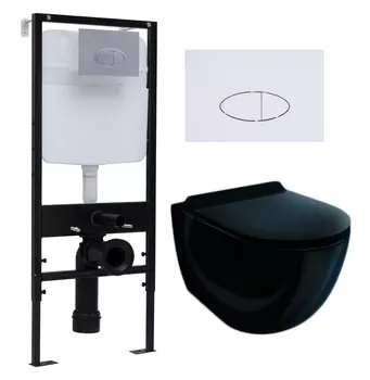 Комплект 3 в 1 инсталляция Logan H1067-1170 297674 + Унитаз подвесной Esbano Garcia ESUPGARCB + кнопка белая