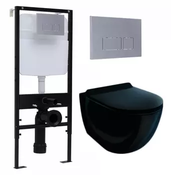 Комплект 3 в 1 инсталляция Logan H1067-1170 297674 + Унитаз подвесной Esbano Garcia ESUPGARCB + кнопка хром матовый