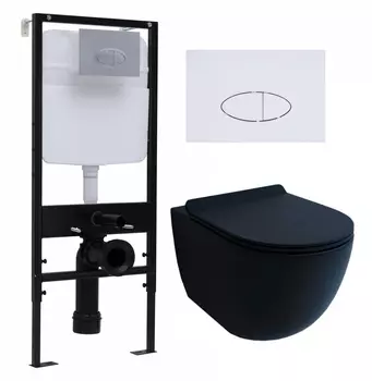 Комплект 3 в 1 инсталляция Logan H1067-1170 297674 + Унитаз подвесной Esbano Garcia + кнопка белая