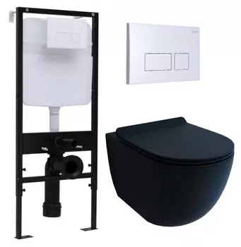 Комплект 3 в 1 инсталляция Logan H1067-1170 297674 + Унитаз подвесной Esbano Garcia + кнопка белая