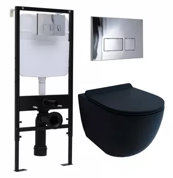 Комплект 3 в 1 инсталляция Logan H1067-1170 297674 + Унитаз подвесной Esbano Garcia + кнопка хром