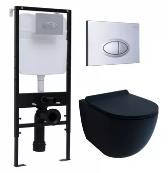 Комплект 3 в 1 инсталляция Logan H1067-1170 297674 + Унитаз подвесной Esbano Garcia + кнопка хром матовый