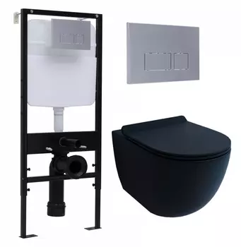 Комплект 3 в 1 инсталляция Logan H1067-1170 297674 + Унитаз подвесной Esbano Garcia + кнопка хром матовый