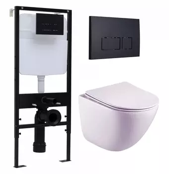 Комплект 3 в 1 инсталляция Logan H1067-1170 297674 + Унитаз подвесной Esbano Lotus ESUPLOTUW + кнопка черная матовая