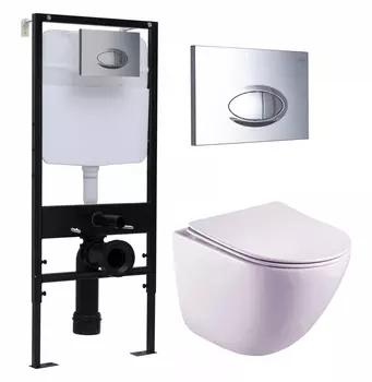 Комплект 3 в 1 инсталляция Logan H1067-1170 297674 + Унитаз подвесной Esbano Lotus ESUPLOTUW + кнопка хром