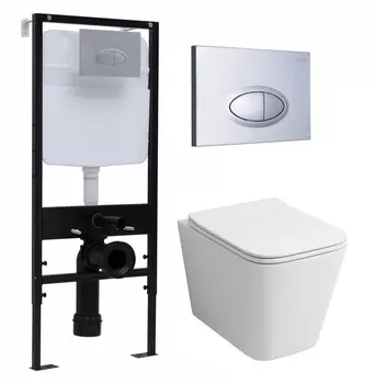 Комплект 3 в 1 инсталляция Logan H1067-1170 297674 + Унитаз подвесной Grossman GR-4441S + кнопка хром матовый