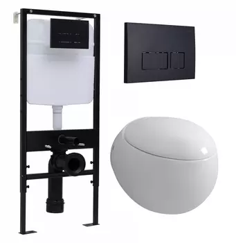 Комплект 3 в 1 инсталляция Logan H1067-1170 297674 + Унитаз подвесной Grossman GR-4442 + кнопка черная матовая
