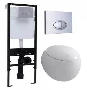 Комплект 3 в 1 инсталляция Logan H1067-1170 297674 + Унитаз подвесной Grossman GR-4442 + кнопка хром матовый