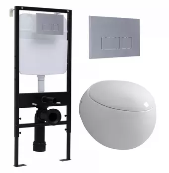 Комплект 3 в 1 инсталляция Logan H1067-1170 297674 + Унитаз подвесной Grossman GR-4442 + кнопка хром матовый