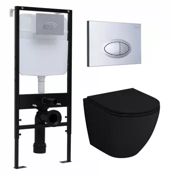 Комплект 3 в 1 инсталляция Logan H1067-1170 297674 + Унитаз подвесной Grossman GR-4455BMS + кнопка хром матовый