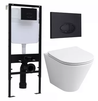 Комплект 3 в 1 инсталляция Logan H1067-1170 297674 + Унитаз подвесной Grossman GR-4477S + кнопка черная матовая