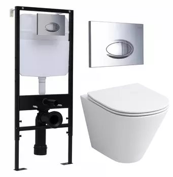 Комплект 3 в 1 инсталляция Logan H1067-1170 297674 + Унитаз подвесной Grossman GR-4477S + кнопка хром