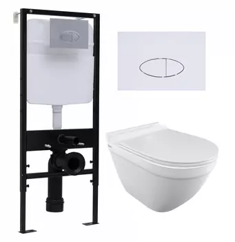 Комплект 3 в 1 инсталляция Logan H1067-1170 297674 + Унитаз подвесной Iddis Cloud CLORDSEi25 + кнопка белая