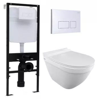 Комплект 3 в 1 инсталляция Logan H1067-1170 297674 + Унитаз подвесной Iddis Cloud CLORDSEi25 + кнопка белая