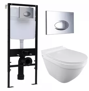 Комплект 3 в 1 инсталляция Logan H1067-1170 297674 + Унитаз подвесной Iddis Cloud CLORDSEi25 + кнопка хром