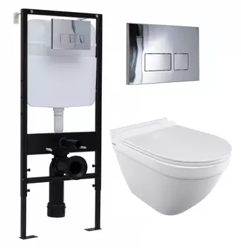 Комплект 3 в 1 инсталляция Logan H1067-1170 297674 + Унитаз подвесной Iddis Cloud CLORDSEi25 + кнопка хром