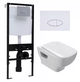 Комплект 3 в 1 инсталляция Logan H1067-1170 297674 + Унитаз подвесной Jacob Delafon Struktura EDE102-00 + кнопка белая