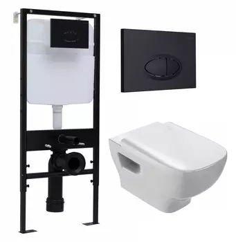 Комплект 3 в 1 инсталляция Logan H1067-1170 297674 + Унитаз подвесной Jacob Delafon Struktura EDE102-00 + кнопка черная матовая