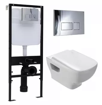 Комплект 3 в 1 инсталляция Logan H1067-1170 297674 + Унитаз подвесной Jacob Delafon Struktura EDE102-00 + кнопка хром