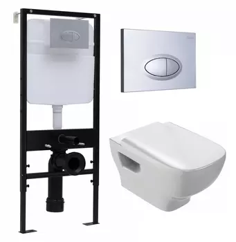 Комплект 3 в 1 инсталляция Logan H1067-1170 297674 + Унитаз подвесной Jacob Delafon Struktura EDE102-00 + кнопка хром матовый