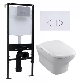 Комплект 3 в 1 инсталляция Logan H1067-1170 297674 + Унитаз подвесной Jacob Delafon Vox EDM102-00 + кнопка белая