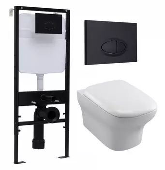 Комплект 3 в 1 инсталляция Logan H1067-1170 297674 + Унитаз подвесной Jacob Delafon Vox EDM102-00 + кнопка черная матовая