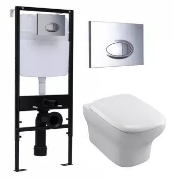 Комплект 3 в 1 инсталляция Logan H1067-1170 297674 + Унитаз подвесной Jacob Delafon Vox EDM102-00 + кнопка хром