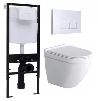 Комплект 3 в 1 инсталляция Logan H1067-1170 297674 + Унитаз подвесной Owl 1975 Cirkel-H + кнопка белая