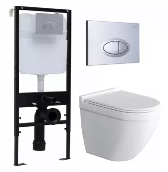 Комплект 3 в 1 инсталляция Logan H1067-1170 297674 + Унитаз подвесной Owl 1975 Cirkel-H + кнопка хром матовый