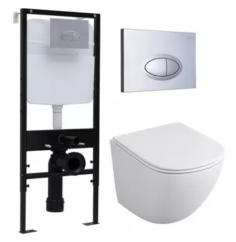 Комплект 3 в 1 инсталляция Logan H1067-1170 297674 + Унитаз подвесной Owl 1975 Cirkel-H OWLT190302 + кнопка хром матовый