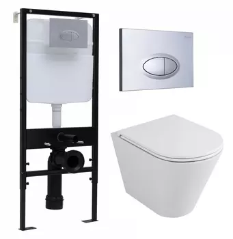 Комплект 3 в 1 инсталляция Logan H1067-1170 297674 + Унитаз подвесной Owl 1975 Ruta-H OWLT190304 + кнопка хром матовый