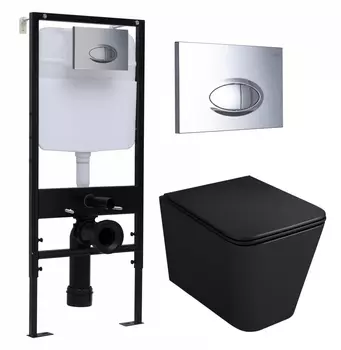 Комплект 3 в 1 инсталляция Logan H1067-1170 297674 + Унитаз подвесной Owl 1975 Ruta-H OWLT190404 + кнопка хром