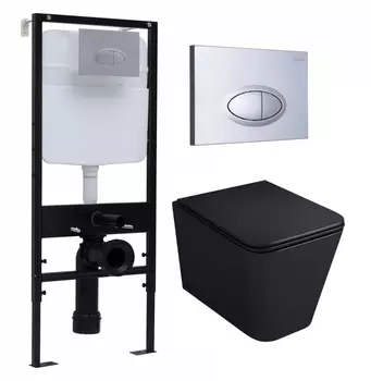 Комплект 3 в 1 инсталляция Logan H1067-1170 297674 + Унитаз подвесной Owl 1975 Ruta-H OWLT190404 + кнопка хром матовый