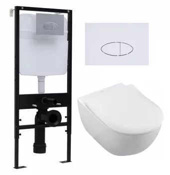 Комплект 3 в 1 инсталляция Logan H1067-1170 297674 + Унитаз подвесной Villeroy & Boch Subway 2.0 5614R201 + кнопка белая