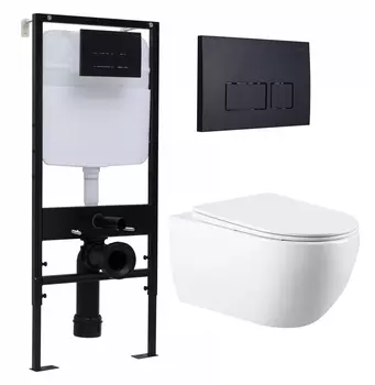 Комплект 3 в 1 инсталляция Logan H1067-1170 297674 + Унитаз подвесной Vincea Evo VT1-34 + кнопка черная матовая