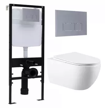 Комплект 3 в 1 инсталляция Logan H1067-1170 297674 + Унитаз подвесной Vincea Evo VT1-34 + кнопка хром матовый