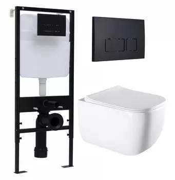 Комплект 3 в 1 инсталляция Logan H1067-1170 297674 + Унитаз подвесной Vincea Form VT1-35 + кнопка черная матовая