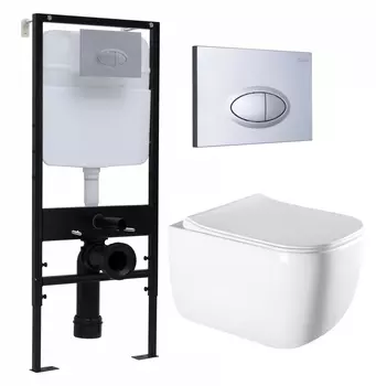 Комплект 3 в 1 инсталляция Logan H1067-1170 297674 + Унитаз подвесной Vincea Form VT1-35 + кнопка хром матовый