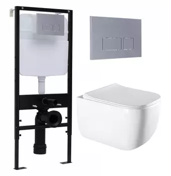 Комплект 3 в 1 инсталляция Logan H1067-1170 297674 + Унитаз подвесной Vincea Form VT1-35 + кнопка хром матовый