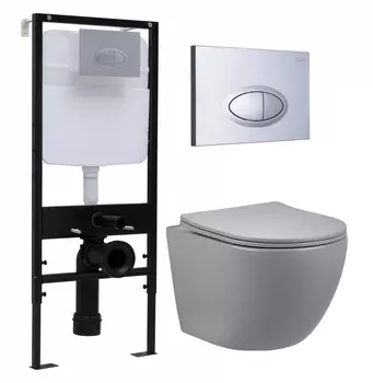 Комплект 3 в 1 инсталляция Logan H1067-1170 297674 + Унитаз подвесной Vincea Globo VT1-14SMG + кнопка хром матовый