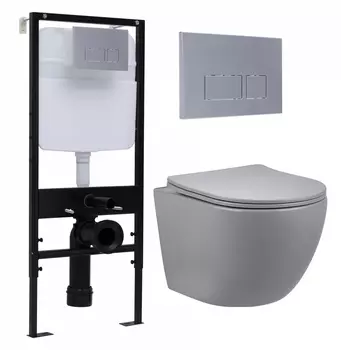 Комплект 3 в 1 инсталляция Logan H1067-1170 297674 + Унитаз подвесной Vincea Globo VT1-14SMG + кнопка хром матовый