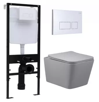 Комплект 3 в 1 инсталляция Logan H1067-1170 297674 + Унитаз подвесной Vincea Q-Line VT1-12MG + кнопка белая