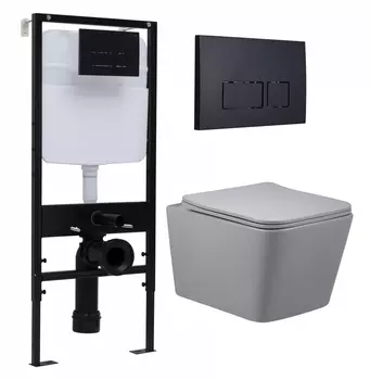 Комплект 3 в 1 инсталляция Logan H1067-1170 297674 + Унитаз подвесной Vincea Q-Line VT1-12MG + кнопка черная матовая