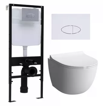 Комплект 3 в 1 инсталляция Logan H1067-1170 297674 + Унитаз подвесной VitrA Sento 7748В003-0075 + кнопка белая