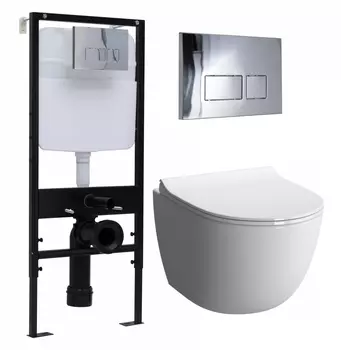 Комплект 3 в 1 инсталляция Logan H1067-1170 297674 + Унитаз подвесной VitrA Sento 7748В003-0075 + кнопка хром