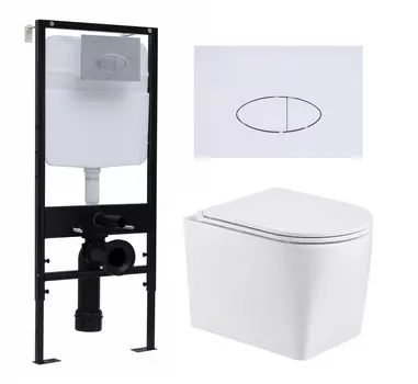 Комплект 3 в 1 инсталляция Logan H1067-1170 297674 + Унитаз подвесной WeltWasser Nesenbach 004 GL-WT + кнопка белая