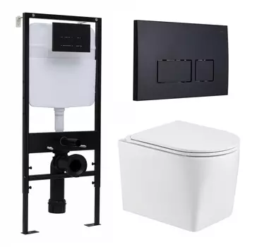 Комплект 3 в 1 инсталляция Logan H1067-1170 297674 + Унитаз подвесной WeltWasser Nesenbach 004 GL-WT + кнопка черная матовая