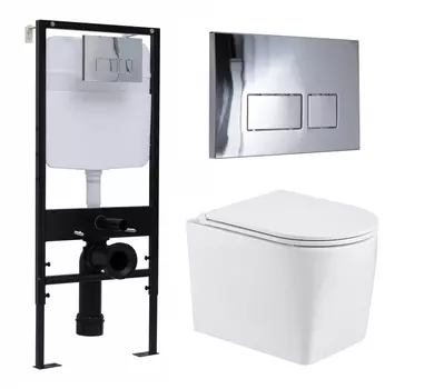 Комплект 3 в 1 инсталляция Logan H1067-1170 297674 + Унитаз подвесной WeltWasser Nesenbach 004 GL-WT + кнопка хром